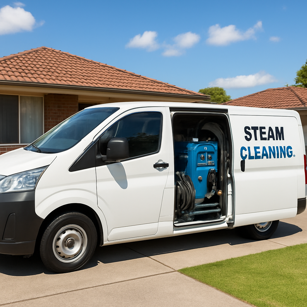 Bucketts Of Steam professional cleaning van parked outside a suburban home on the Central Coast